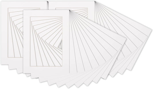 6x8 Mat for 8x10 Frame - Precut Mat Board Acid-Free White 6x8 Photo Matte Made to Fit a 8x10 Picture Frame, Premium Matboard for Family Photos, Show Kits, Art, Picture Framing, Pack of 25 Mats