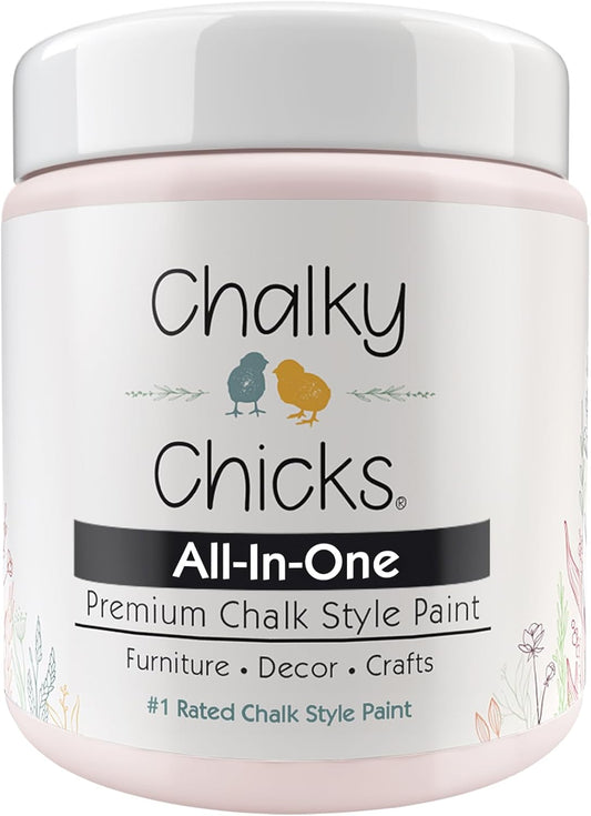 Chalky Chicks All-in-One Chalk Paint for Furniture or Cabinet - 4 Fl Oz - Matte Finish Paris Pink for Metal, Wood Furniture Paint - No Sanding All-in-One for Home Decor & Crafts, USA Made