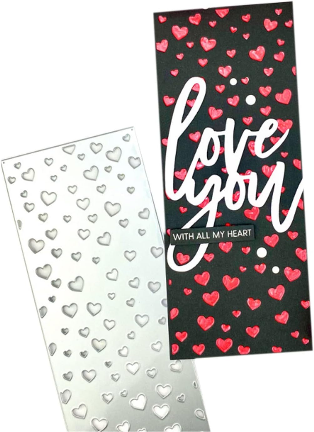 Mvchifay Cutting Dies Happy Birthday Metal Stencils Scrapbooking Tool DIY Emboss Paper Card Making (Heart Hollow frame-89x211mm)