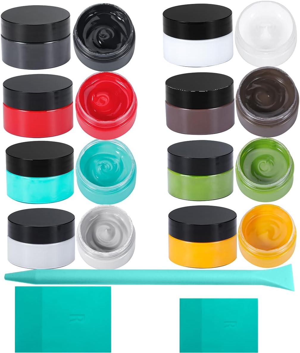 BOOLOOEN 8PCS Chalk Paste with 3 Mini Squeegee, Screen Printing Ink, Chalk Paste for Stencils, Reusable Self-Adhesive Stencil Paste Starter Kit, Handmade DIY Home