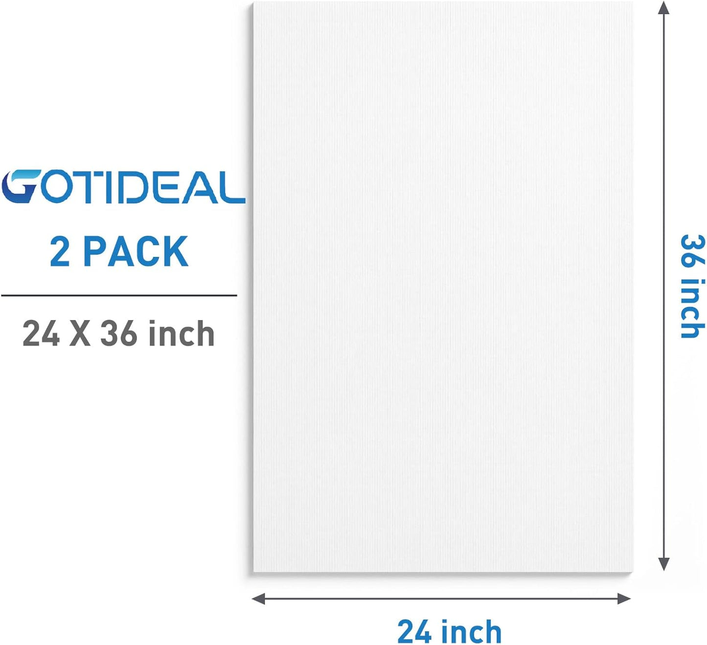 GOTIDEAL Stretched Canvases for Painting, 24x36" Inch Set of 2, Primed White - 100% Cotton Blank Art Large Canvas Boards for Painting for Acrylic Pouring, Oil Paint Dry & Wet Art Media