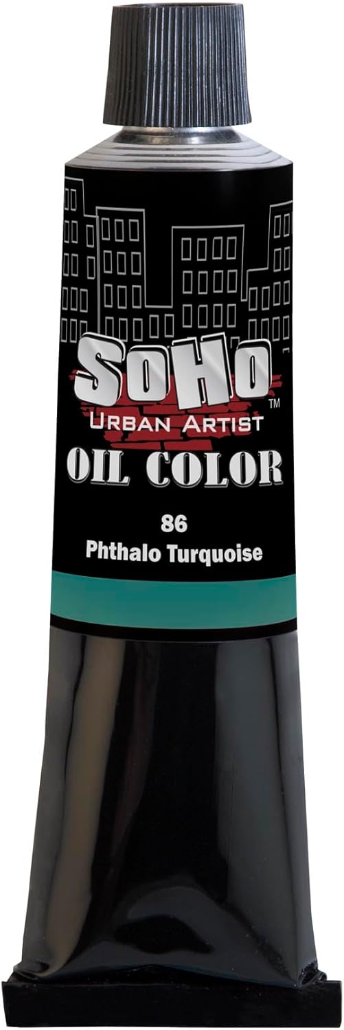 Soho Urban Artist Oil Paint - Phthalo Turquoise, 170 ml Tube - Best Valued Oil Colors for Painting, Excellent Pigment Load