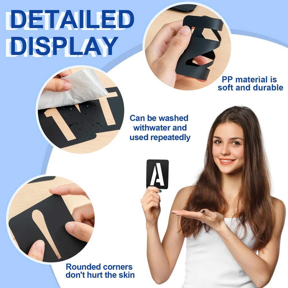 42 Pcs 3 Inch Alphabet Letter Stencils Symbol Numbers Stencils, Reusable Plastic Letter Template Set for Drawing on Wood, Wall, Glass, Porch, Fabric, Rock, Sign and Craft Decoration (Black)