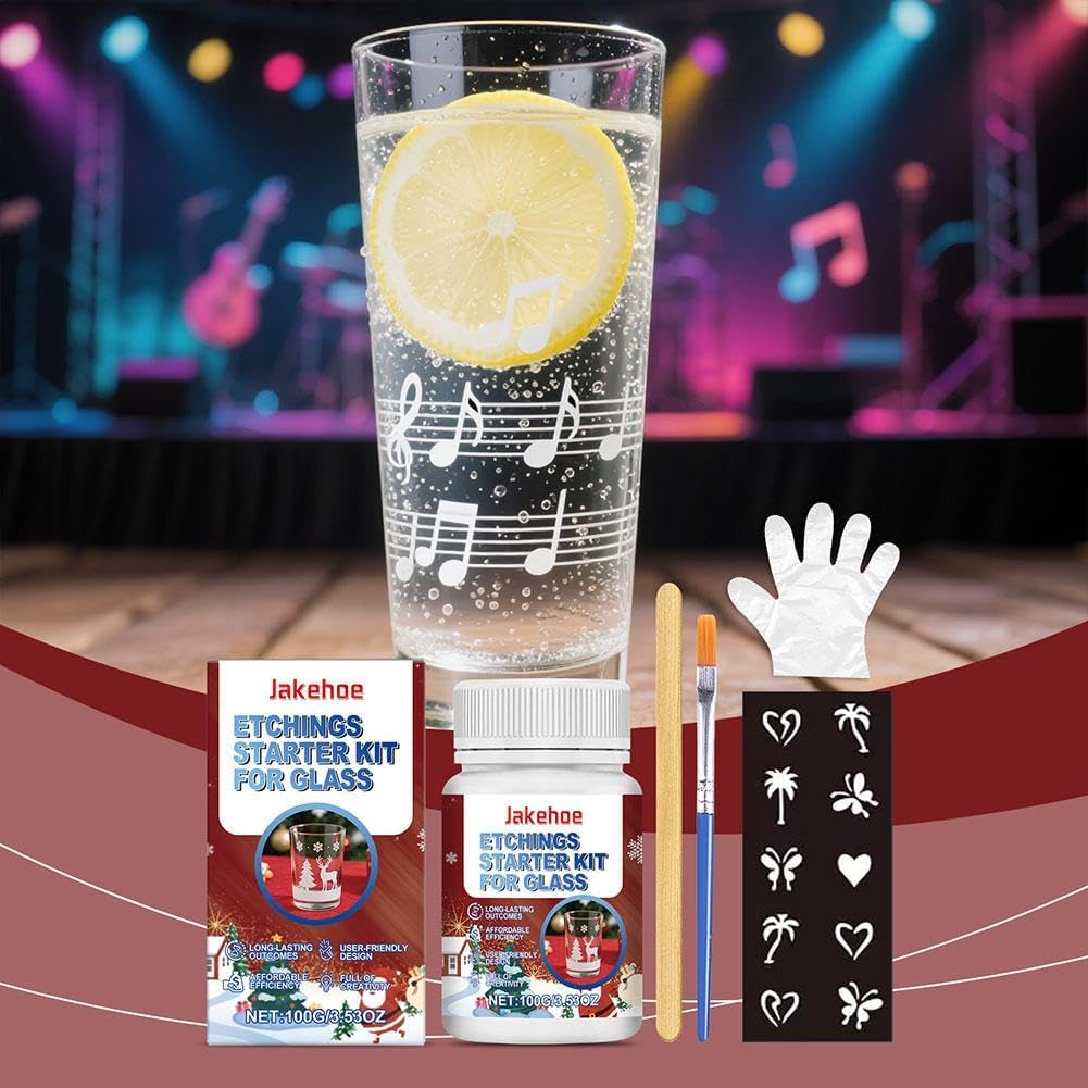 10oz Frosted Etch Starter Kit for Glass,Glassware Etching Kit Creates Permanent Etched Patterns,Art Mirrors Frosted Cream for Mirrors,Windows, Glass Etching Starter Medium for Intricate Designs