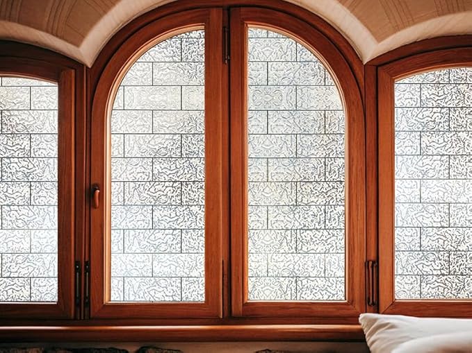 Window Privacy Film, Frosted Glass Decorative Static Cling, Removable Sun Blocking Vinyl Covering,Window Film for Home Kitchen Living Room Bathroom, Moon Scar, 17.3" x 78.7"
