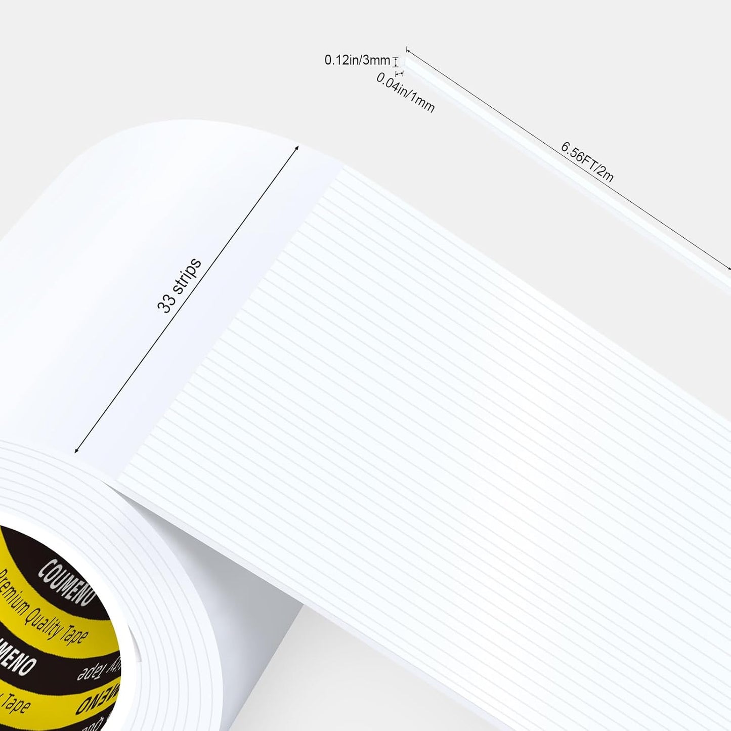 Caulk Sealing Strip for Tiles Bathtub Bathroom Toilet Kitchen,Wall,Corner, Gap Filling Self Adhesive Tape, 0.12in x 6.56FT x 33Strips(217FT Total) Seal Strips for Small Gaps