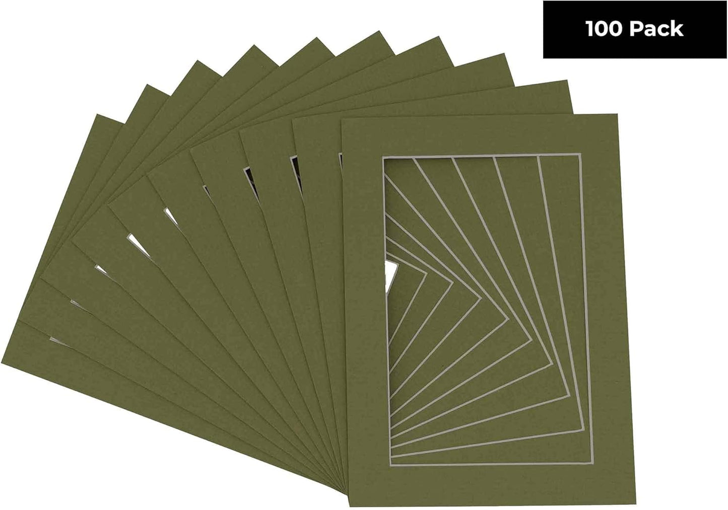 5x7 Mat for 8.5x11 Frame - Precut Mat Board Acid-Free Dill Green 5x7 Photo Matte For a 8.5x11 Picture Frame, Premium Matboard for Family Photos, Show Kits, Art, Picture Framing, Pack of 100 Mats