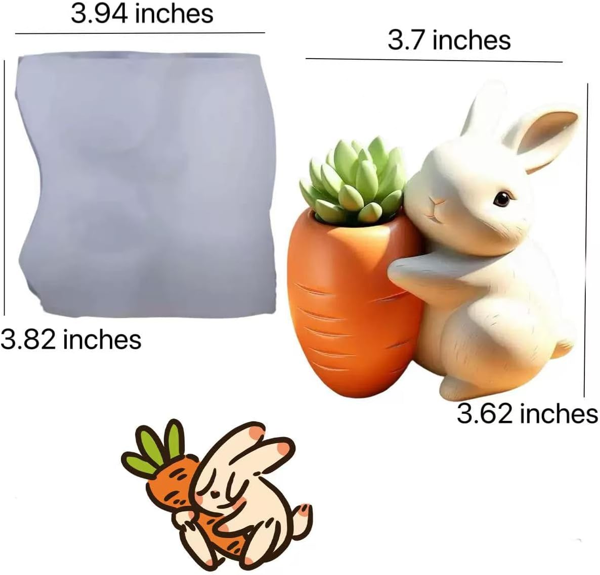 Animal Resin Molds Silicone 3D Cute Rabbit Epoxy Resin Plaster Candle Holder Wax Molds for Candle Making, Art Crafts DIY Unique Display Home Decor