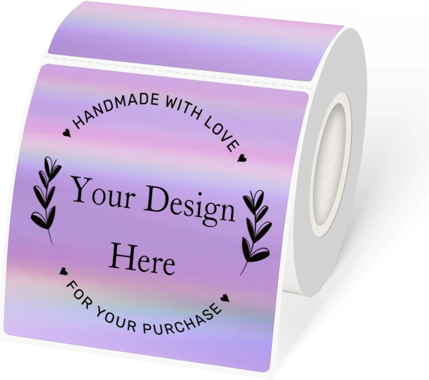 Holographic Square Thermal Labels Stickers 3" x 3", Direct Square Thermal Stickers Labels, Glitter Self-Adhesive Thermals Label for Small Business- Holographic Purple