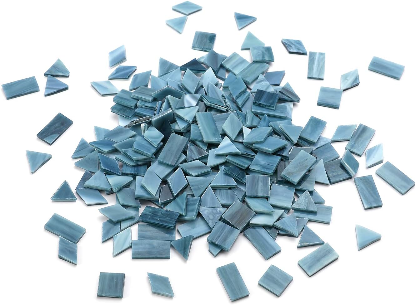 Lanyani Glass Mosaic Tiles - Mixed Colorful Shapes (Square, Rectangle, Diamond, Triangle) - 200 Pieces - Grey