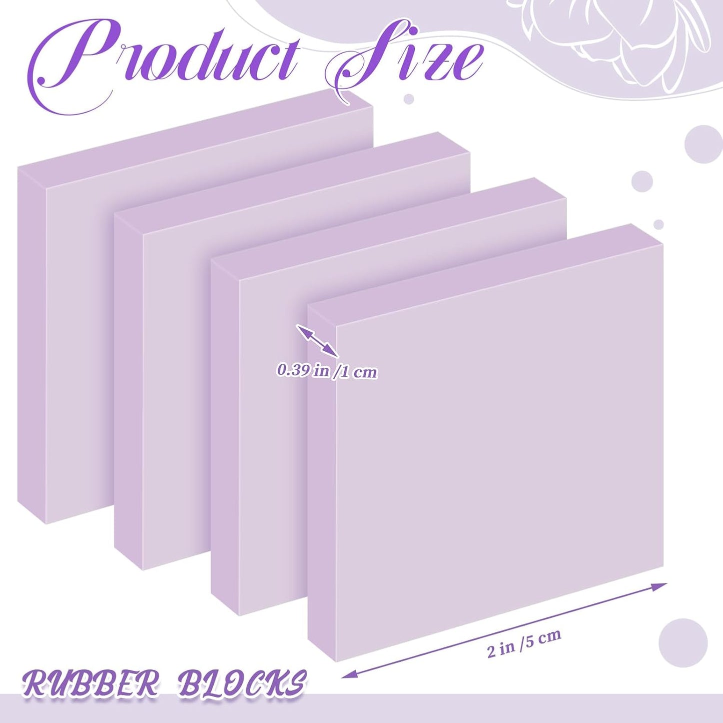 Frienda 24 Pcs 2" x 2" Rubber Carving Blocks Linoleum Blocks for Printmaking, Stamp Making, DIY Crafting, Scrapbook, Painting, Soft and Easy to Carve (Light Purple)