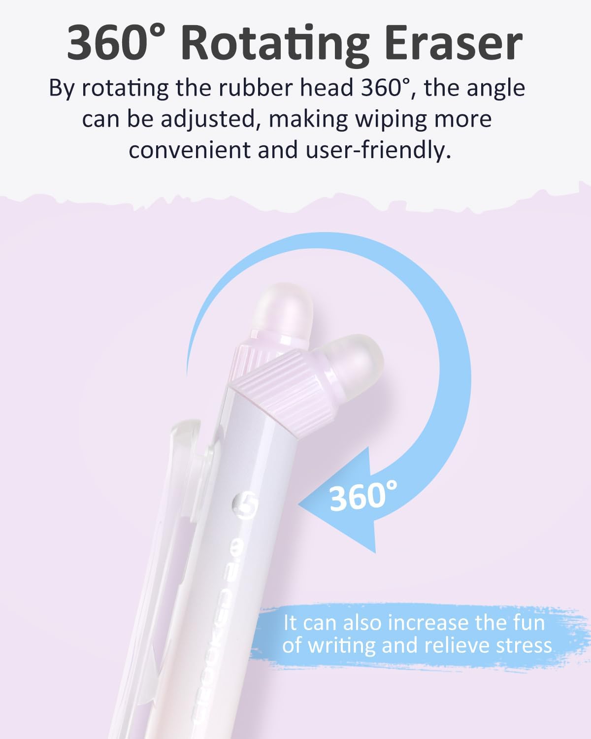 Erasable Pens, 6 Pack Fine Point 0.5mm Black Erasable Gel Pens with 360°Rotating Erasers, Make Mistakes Disappear, Comfort Grip for Drawing, Writing, Planning, and Crossword Puzzles (Black Ink)