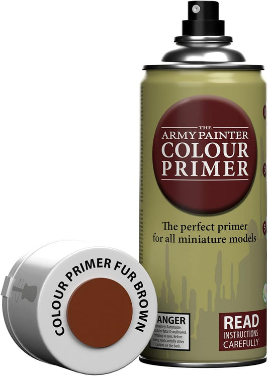 The Army Painter Colour Primer Fur Brown, 400 mL Acrylic Spray Primer, Spray Paint Basecoat for Miniature Priming, Tabletop Roleplaying, Boardgames, and Wargames Miniature Modelling