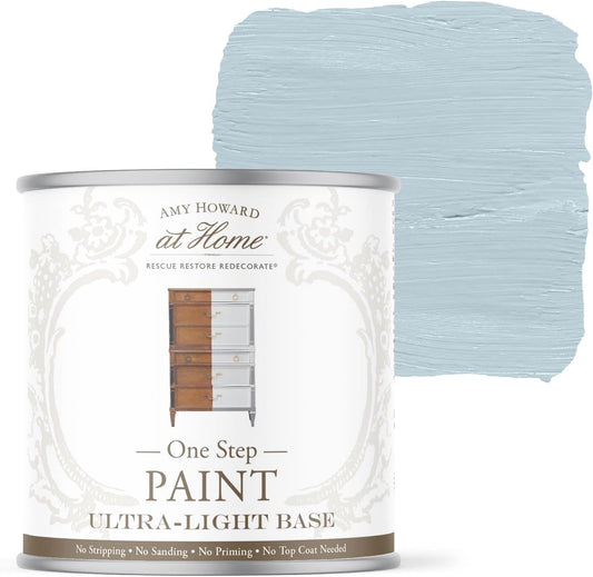 AMY HOWARD AT HOME Chalk-Based One Step Paint for Furniture, Cabinetry, Decor, Finish, and More | No Stripping, Sanding, or Priming | Ultra-Light Base | 16 Ounce | French Blue