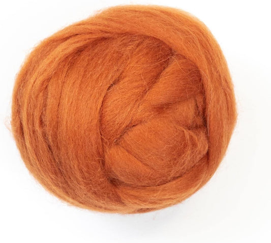 Kondoos Colored Natural Wool roving, 8 OZ. Best Wool for Needle Felting, Wet Felting, handcrafts and Spinning. (Ocher)