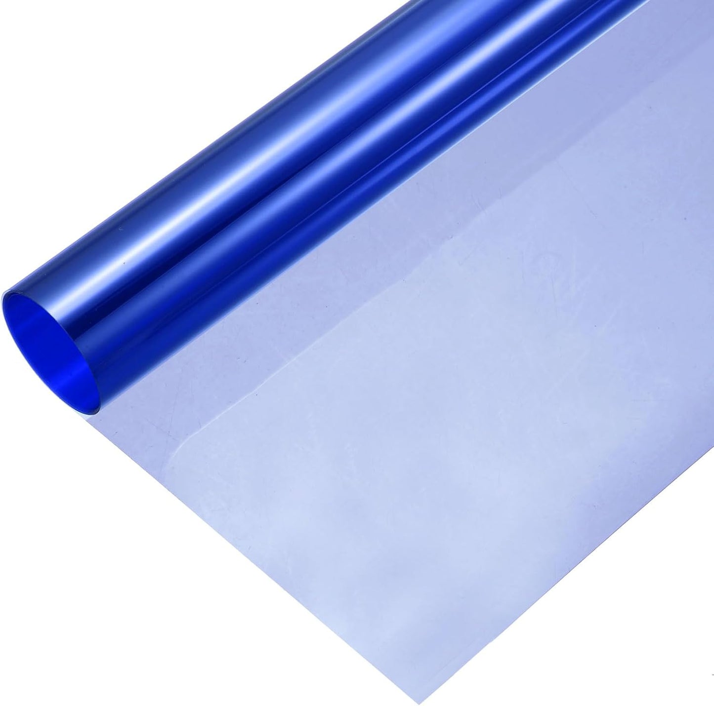 MECCANIXITY Iridescent Window Film,12" x 39" Iridescent Holographic PVC Fabric Dichroic Film Clear Vinyl Paper Roll for DIY Craft Gift Wrapping Bag Decoration,Blue