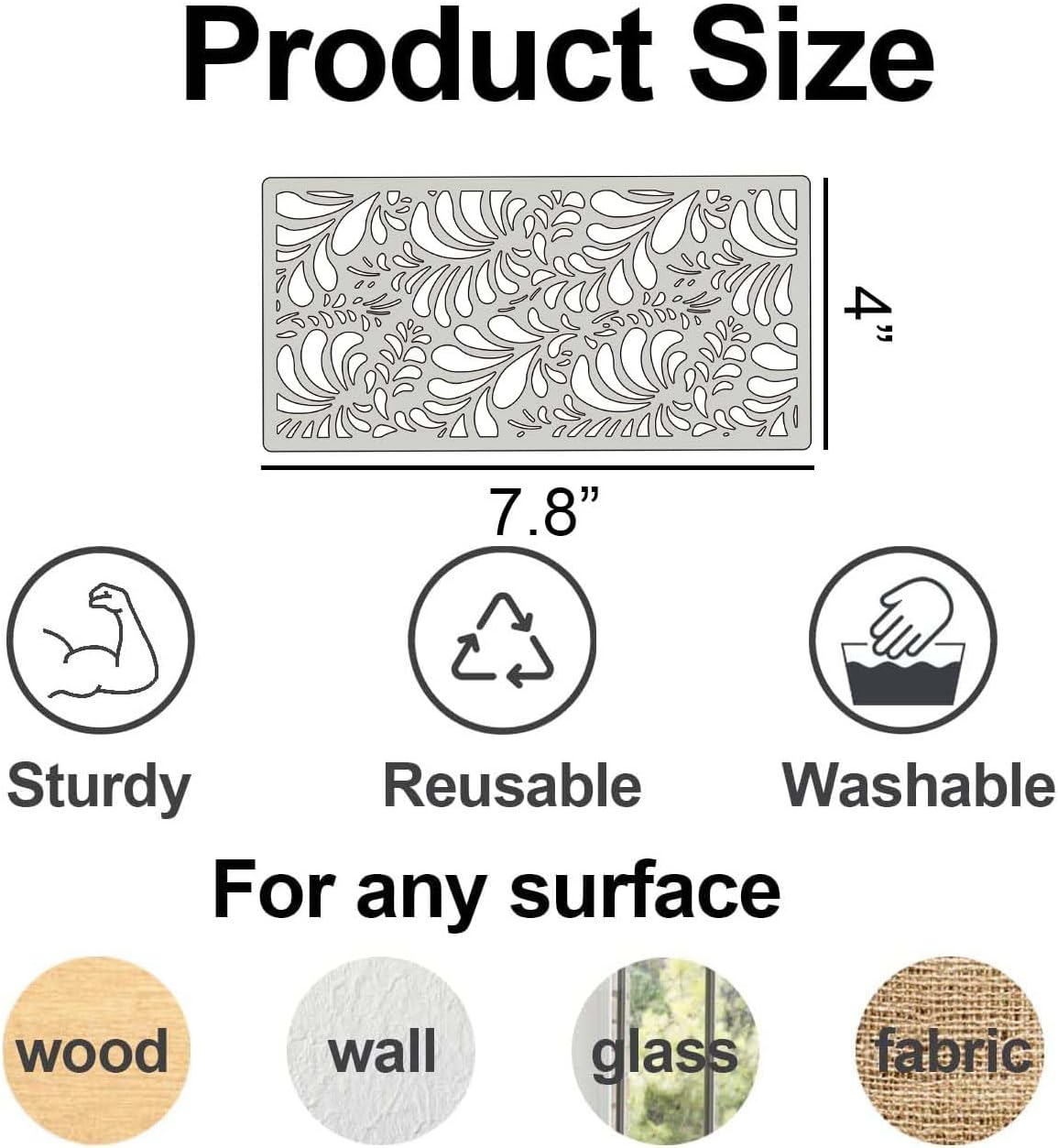 Stencils for Crafts Reusable Texture Stencils Background Stencil Leaf Floral Templates for Painting on Wood Furniture Card Canvas Paper Scrapbook(Border Stencil03-18p)