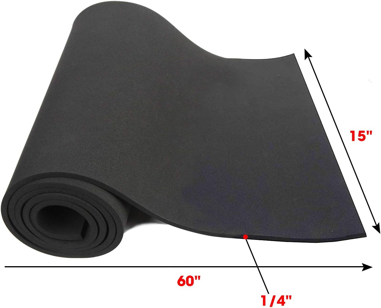 Dualplex Neoprene Sponge Foam Rubber Sheet Roll, 15 X 60 Inch X 1/4" Thick, Perfect Cosplay Padding, DIY Project Sheet - Easy Cut Non-Adhesive Multi-Function Soundproof Rubber Foam