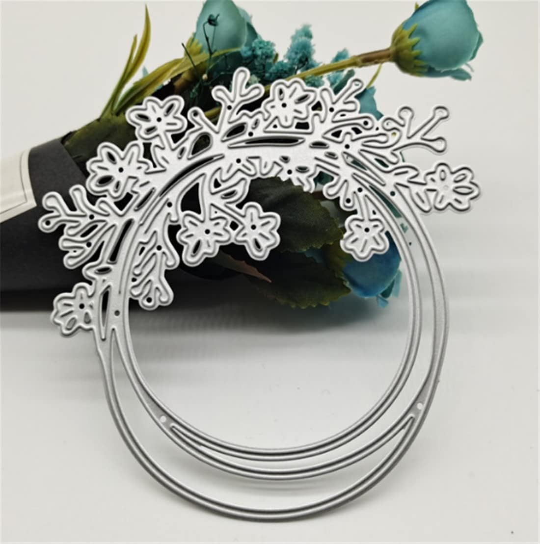 Mvchifay Cutting Dies Happy Birthday Metal Stencils Scrapbooking Tool DIY Emboss Paper Card Making (Wreath-11.2x11cm)