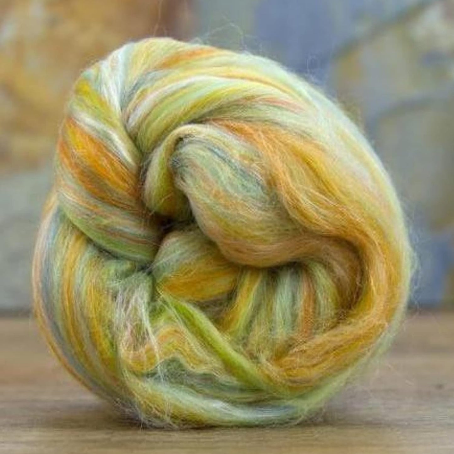 Revolution Fibers – Constellation Range Roving (8 Ounces) | Multicolored Tonal Blend of 70% Dyed Merino and 30% Tussah Silk Combed Top | Soft Fiber for Felting, Spinning, Knitting (Orion Yellow)