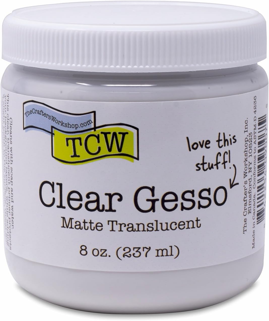 The Crafter's Workshop Clear Gesso Primer for Acrylic Painting & Mixed Media Art - Boutique Quality, 8 oz Jar