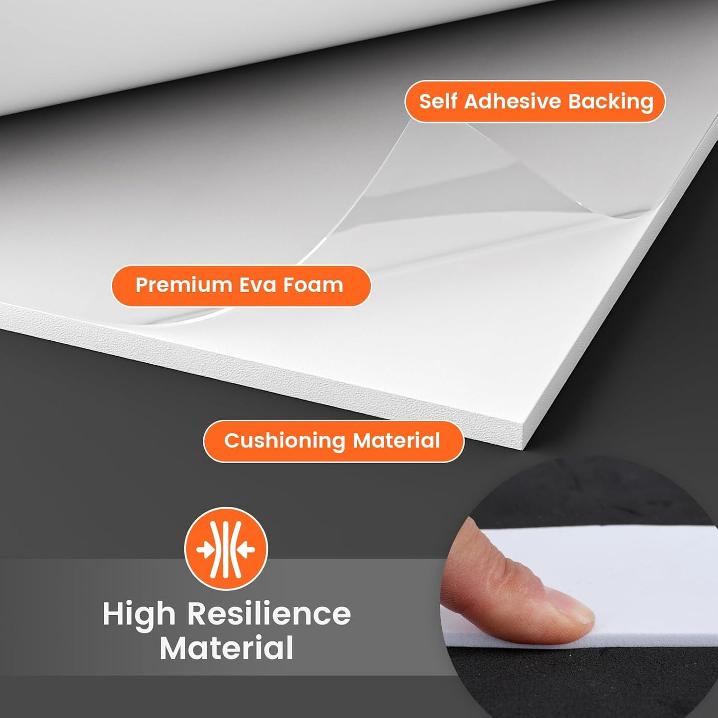 MEARCOOH 3mm Self Adhesive Foam Sheets Crafts, White 9x12 Inch Sticky Eva Foam Paper for Crafts Cardmaking Cushion Embroidery Classroom Stamp Crafts