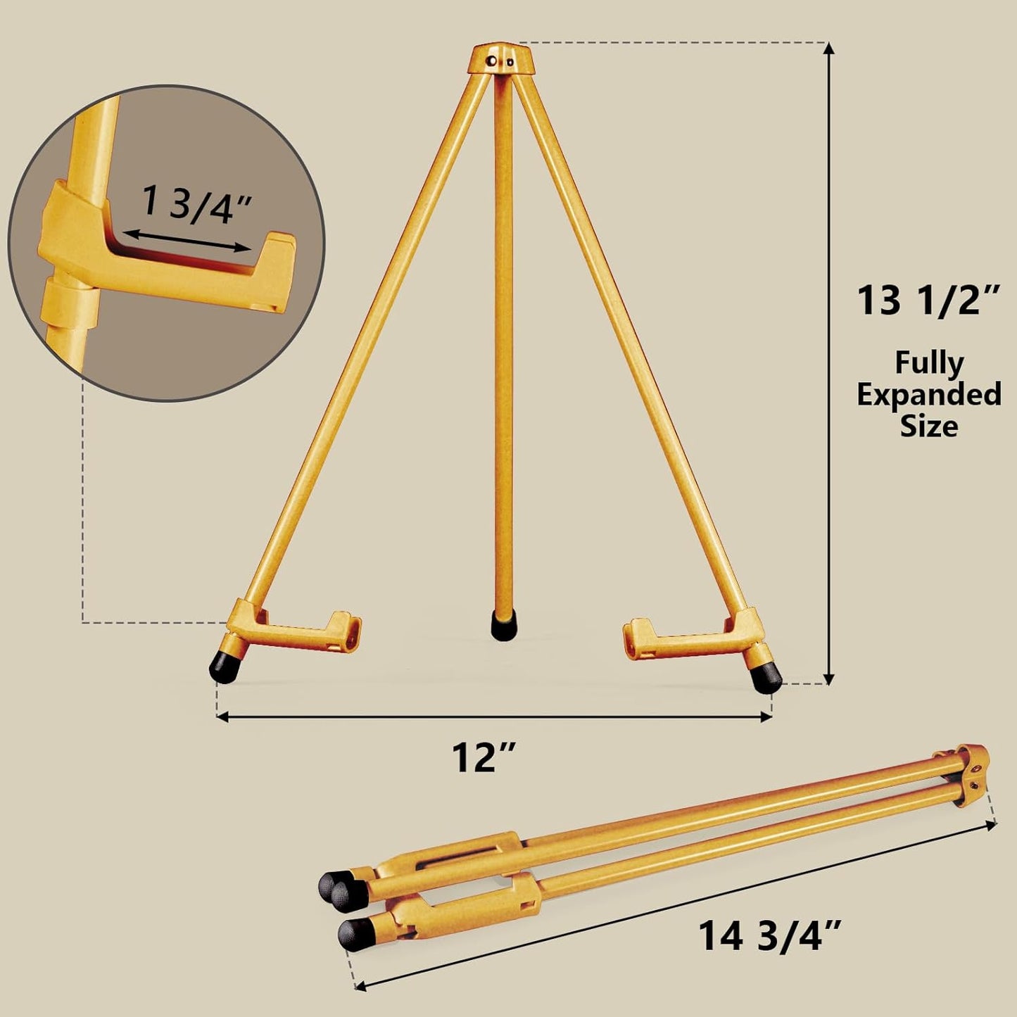 14" High Tabletop Instant Display Easel, Small Desktop Steel Easel Stand with Adjustable Holders for Paintings, Posters and Store Signs(Gold, 2Pack)