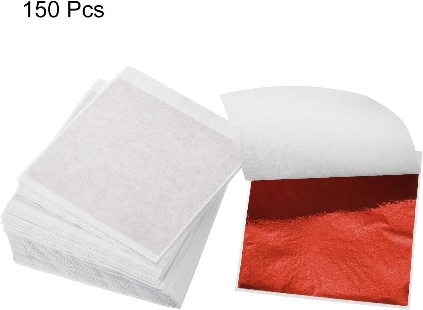 MECCANIXITY Gold Leaf Foil Sheet, Red Leaf Papers, 3.3 Inch x 3.1 Inch for Art Decoration, Sculptures, Painting, Pack of 150 Pcs