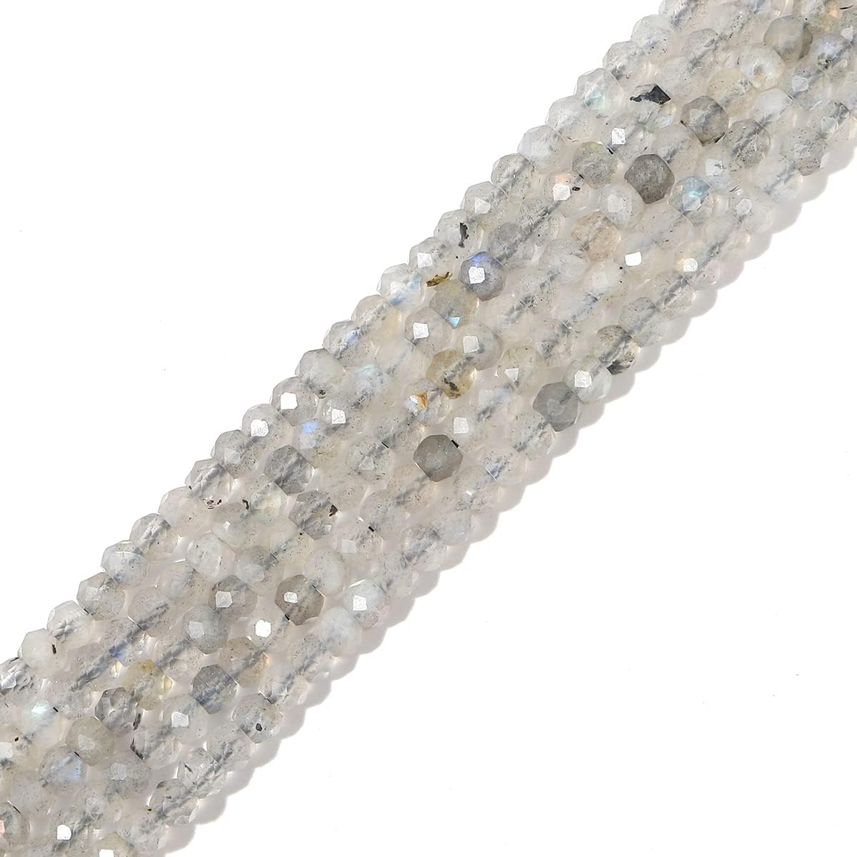 Natural Spectrolite Beads 4x2mm 120pcs Faceted Rondelle Loose Semi Gemstone Beads for Jewelry Making Design