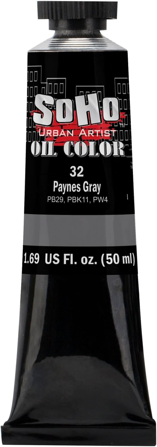 Soho Urban Artist Oil Paint - Payne's Grey, 50 ml Tube - Best Valued Oil Colors for Painting, Excellent Pigment Load
