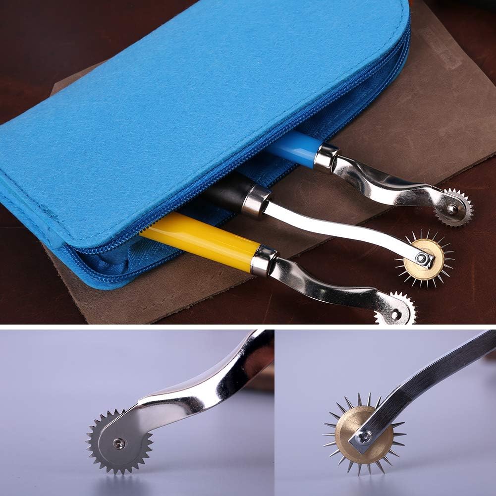 4 Pcs Tracing Wheel Sewing Tool with Packaging Bag, 2 Different Size Needle Point Tracing Wheel, Leather Paper Cloth Sewing Overstitch Wheel Tool