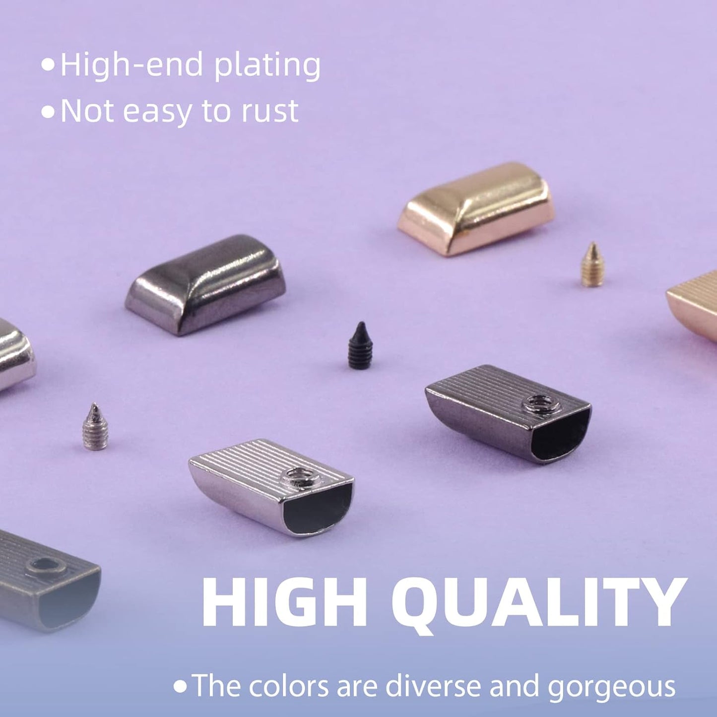 Swpeet 80 Sets 4 Colors Alloy Rectangle Metal Zipper Stopper and Screw Bottom Repair Replacement with Screwdrive Assortment Kit, Zipper Ends Pull Top Stoppers Tail Clip Repair Pull End Tips