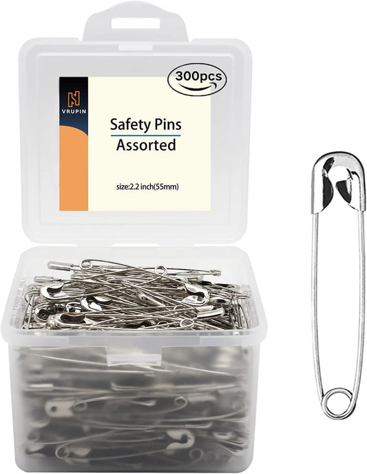 300 PCS Safety Pin,2.2Inch/54mm Safety Pins Bulk,Safety Pin, Small Safety Pins with a Convenient Box,Safety Pins for Clothes Home Office