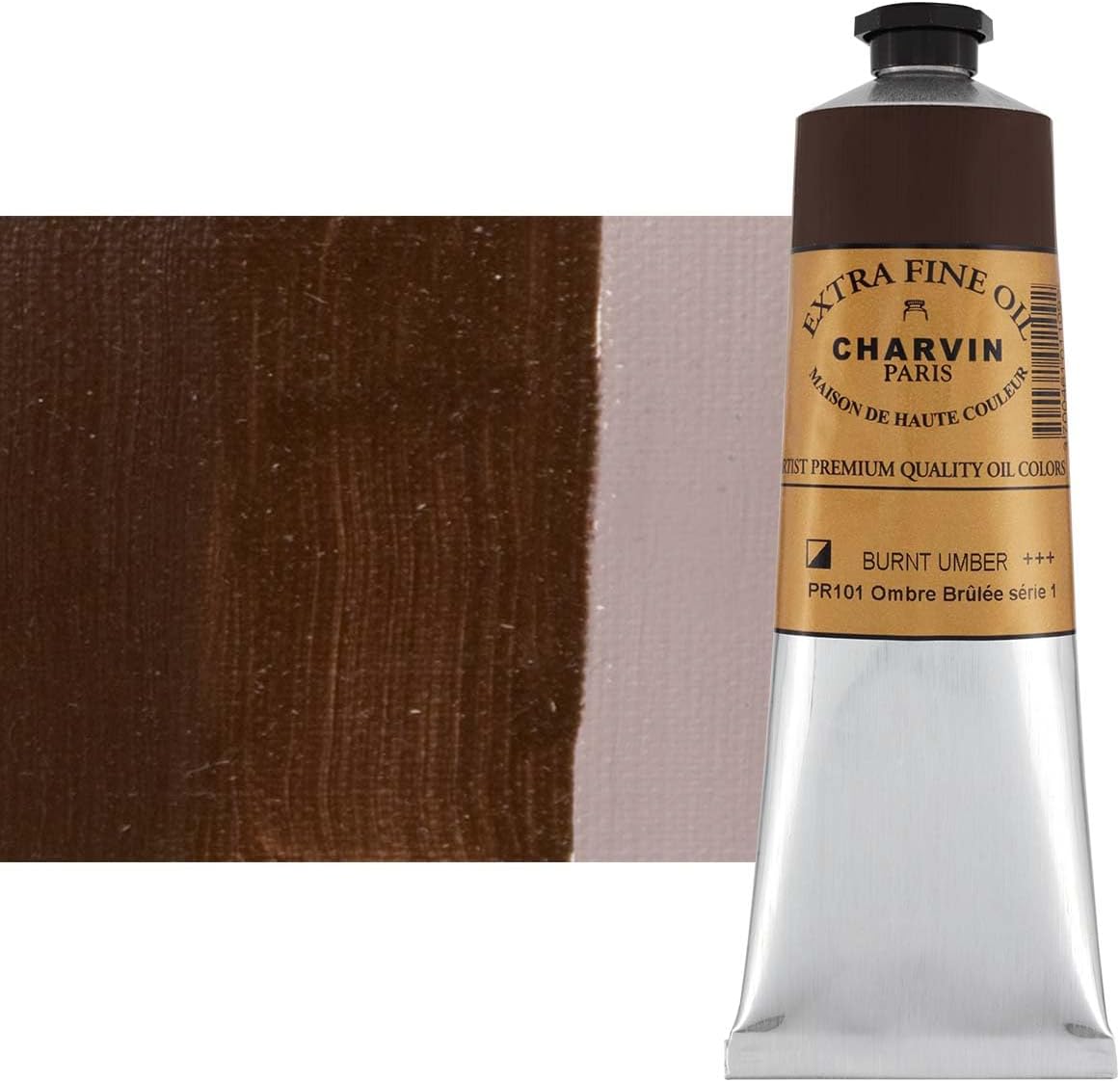 Charvin Extra Fine Oil Paint, Burnt Umber 150 ml - Triple-Milled, Rich Texture, Poppy Oil-Based, Light-Fast, Handmade, Archival Quality