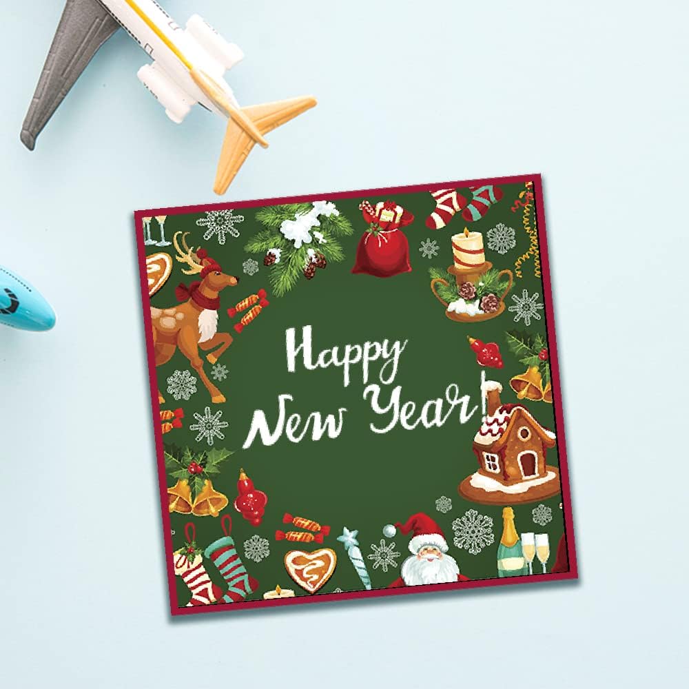 ABTOLS Merry Christmas Clear Stamps for Card Making and Photo Album Decorations, Happy New Year Words Winter Greeting Clear Rubber Stamps for Card Making Decoration and DIY Scrapbooking