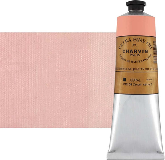 Charvin Extra Fine Oil Paint, Coral 150 ml - Triple-Milled, Rich Texture, Poppy Oil-Based, Light-Fast, Handmade, Archival Quality