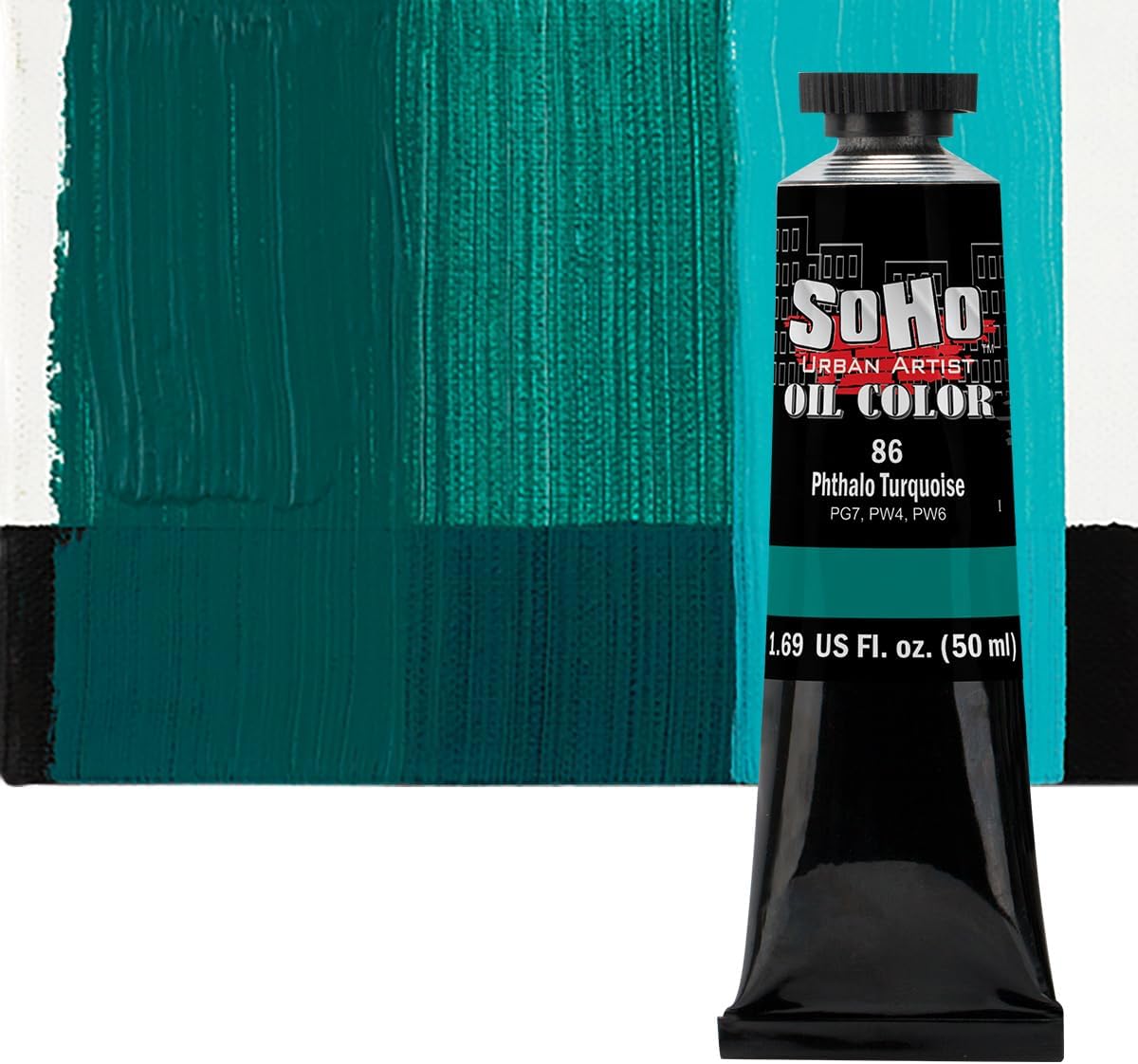 Soho Urban Artist Oil Paint - Phthalo Turquoise, 50 ml Tube - Best Valued Oil Colors for Painting, Excellent Pigment Load