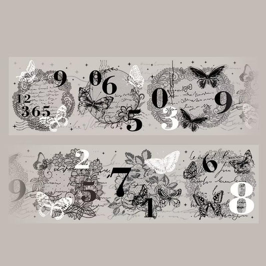 3pcs Vintage Lace Tape Cutout Art Lace Black White Stickers Roll Sticker PET Reusable Exquisite Lace Butterflies Floral Pattern Tape for DIY Scrapbook Album Journal Photo Frames Decor