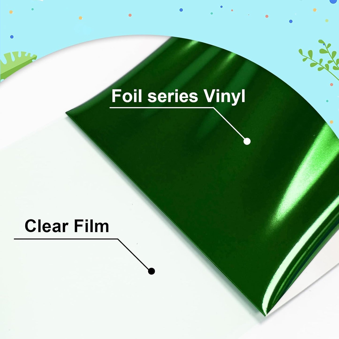 Metallic Green Sheet Foil Heat Transfer Vinyl, 12Inch x 6Ft Bundle Chrome HTV for Stunning T-Shirt Designs Perfect for DIY