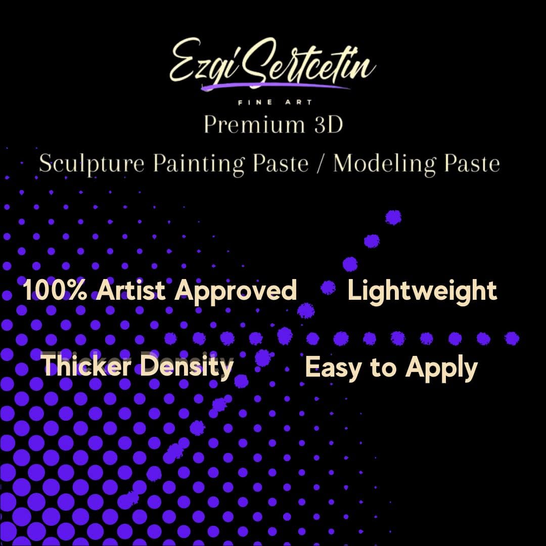 3D Sculpture Painting Paste|Texture Paste|Decorative Plaster|Ready to Use|Unique Colors|Ideal for Artwork|Stencil|Flowers|Texture|Art Relief| 6 oz (Off White)