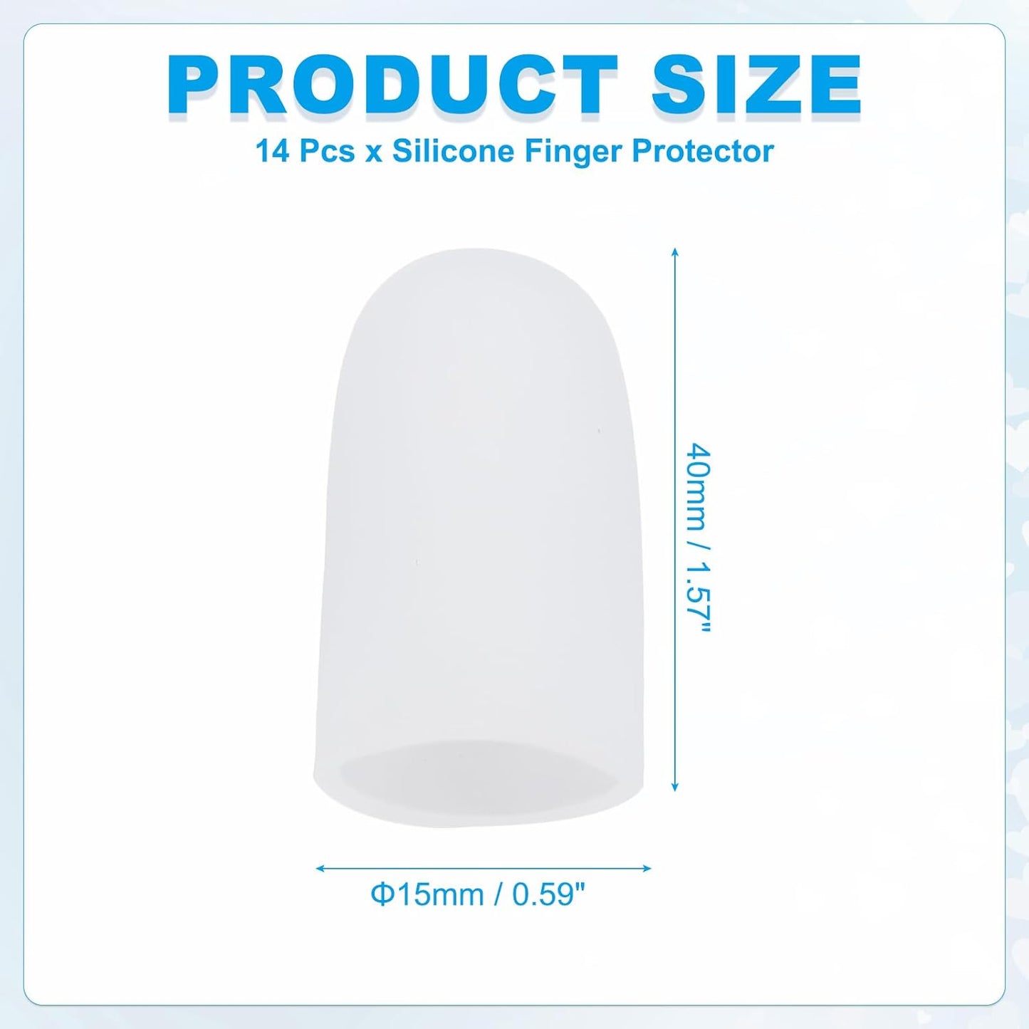 PATIKIL Gel Finger Cots 1.8"x0.67", 14 Pcs Silicone Finger Protector Support Finger Sleeve Cushions Thumb Protector Covers Fingertip Caps Gloves for Finger Cracking, White