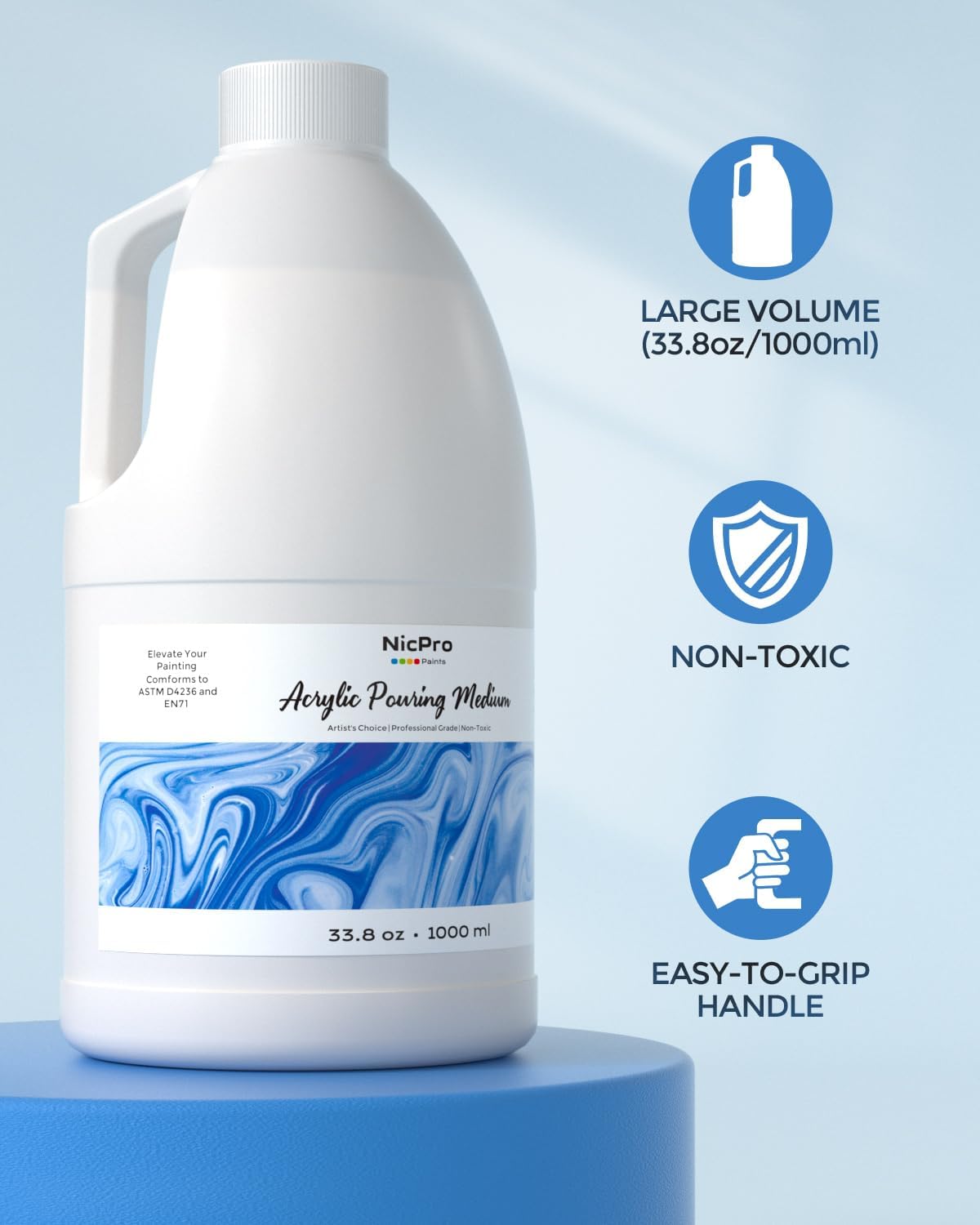 Nicpro Paint Thinner for Acrylic Painting, 33.8oz / 1000ml, Acrylic Paint Thinner, Acrylics Flow Medium Improve Flow Consistency