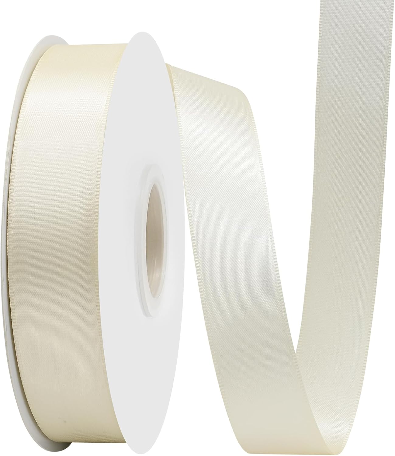 Cream Satin Ribbon 1" X 50 Yards Solid Color Double Faced Ribbons Perfect for Crafts Wedding Decor Bow Making Arts Sewing and More