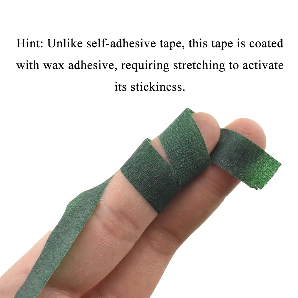 HAHIYO Dark Green 3Rolls 0.5Inch Wide Floral Tape - 270Feet/90Yard Total Paper Waterproof Florist Stem Wrap Tape Decorative Tape for Bouquet Stem Wrapping Corsages Flower Arranging Floral Craft