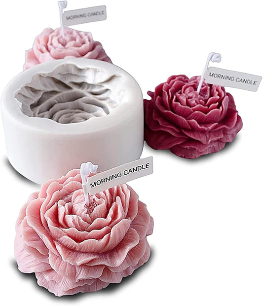 Peony Rose 3D Flower Resin Cake Mold - Silicone Molds for Clay Candle Making
