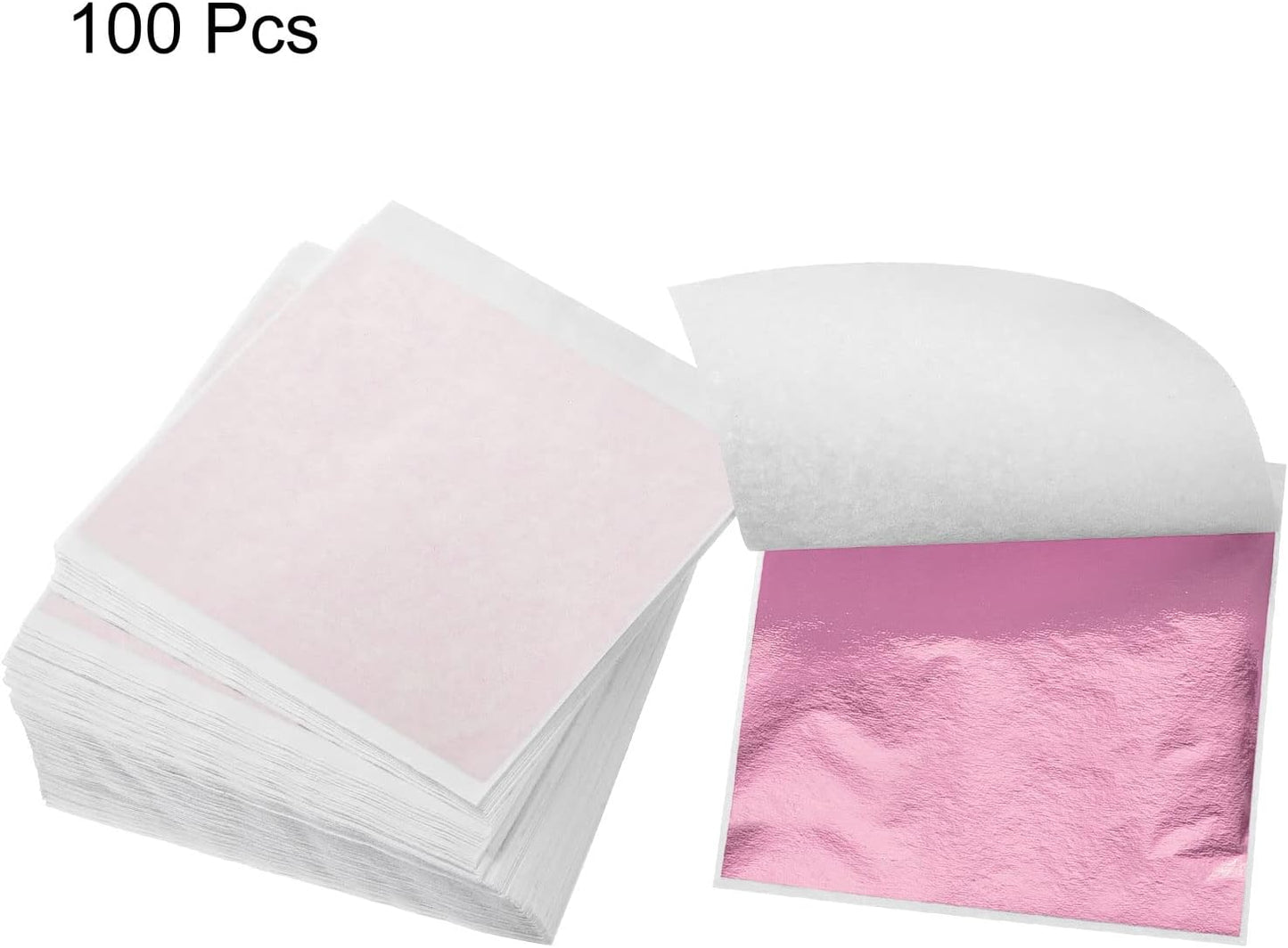 MECCANIXITY Gold Leaf Foil Sheet, Rose Red Leaf Papers, 3.3 x 3.1inch for Art Decoration, Sculptures, Painting, Pack of 100