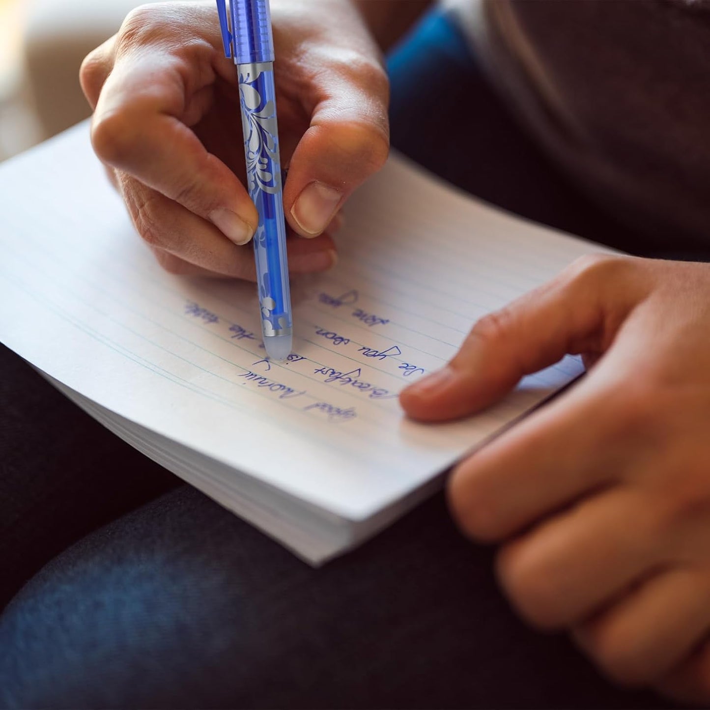 PATIKIL 2Pcs Erasable Gel Pens with 50 Refills & 2 Erasers, 0.5mm Heat Erasable Pens for Fabric Red Ink Fabric Marking Pen for Sewing Quilting Planner Writing