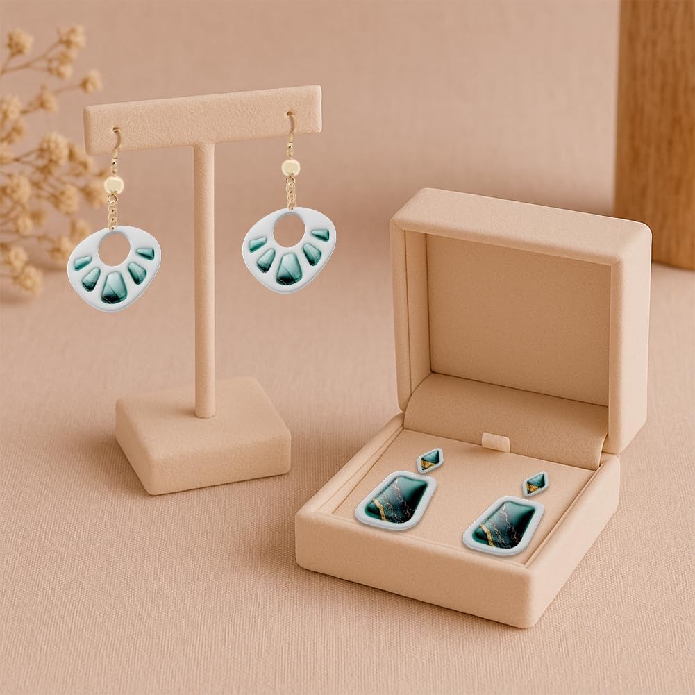 Polymer Clay Cutters - 22 Shapes Gemstone Earrings, Gemstone Polymer Clay Cutters for Jewelry, Earring Making Kit with Storage Box