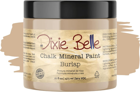 Dixie Belle Paint Company Chalk Finish Furniture Paint - Burlap (16oz) - Matte Cozy Tan Chic Chalk Mineral DIY Furniture Paint
