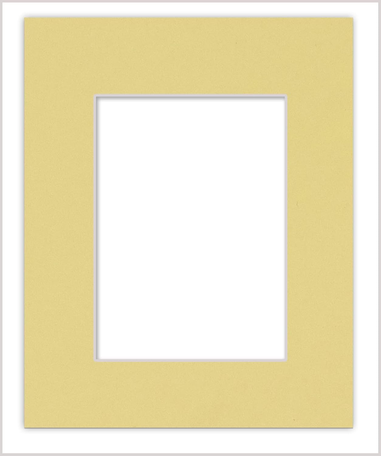 Poster Palooza 8x10 Mat Bevel Cut for 5.5x8.5 Photos - Acid Free Soft Yellow Precut Matboard - For Pictures, Photos, Framing - 4-ply Thickness